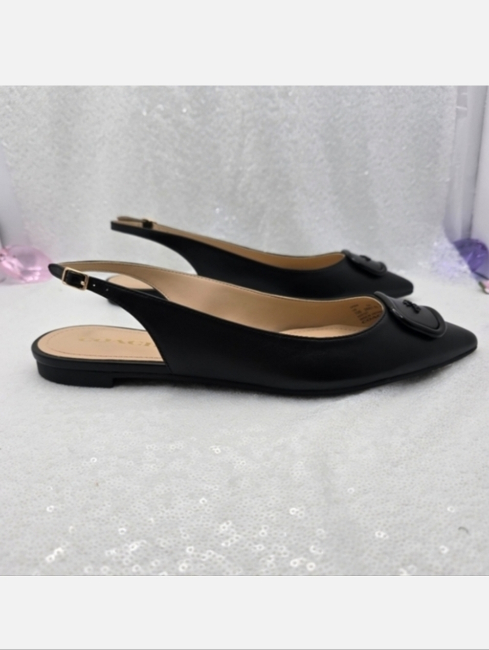 Coach Veda Class Slingback Flats Black Leather Women's 10 - Picture 7 of 10